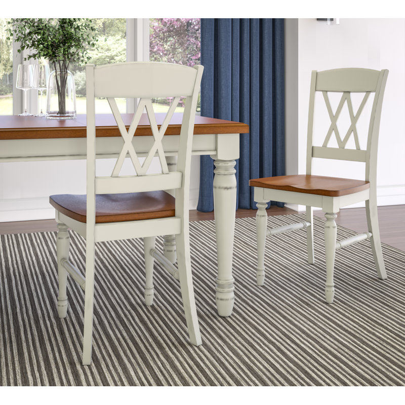 Monarch White and Oak 5-Piece Dining Set with Double X-Back Chairs