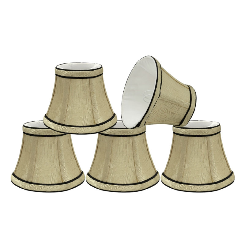Light Gold Jacquard Fabric Bell Clip-On Chandelier Shades, Set of 5