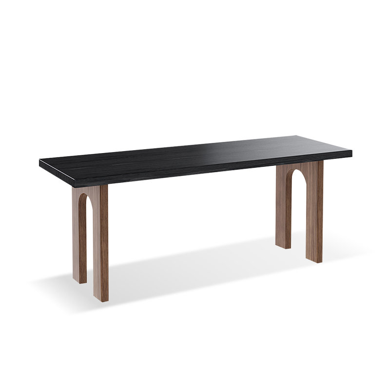 Black + Light walnut Rectangular Solid Wood  desk, 29.53" H x 62.99" W x 23.62" D