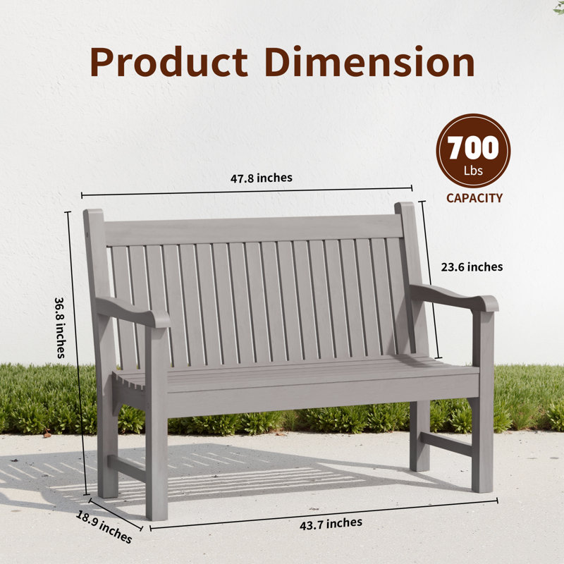 Banc d'extérieur toutes saisons - Mobilier de jardin en poly, Gris