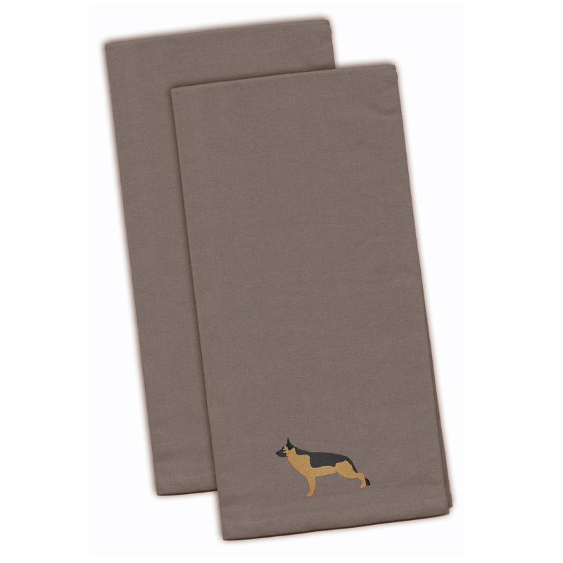 Serviette de cuisine à broderies allemandes berger, Gris, H 28 po x l 19 po x P 0,1 po