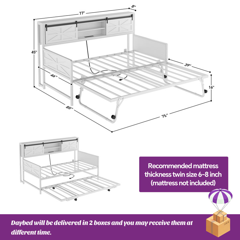 Barn Door Twin Daybeds, White