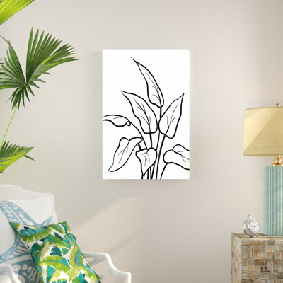 " Black And White Sketched Leaves "