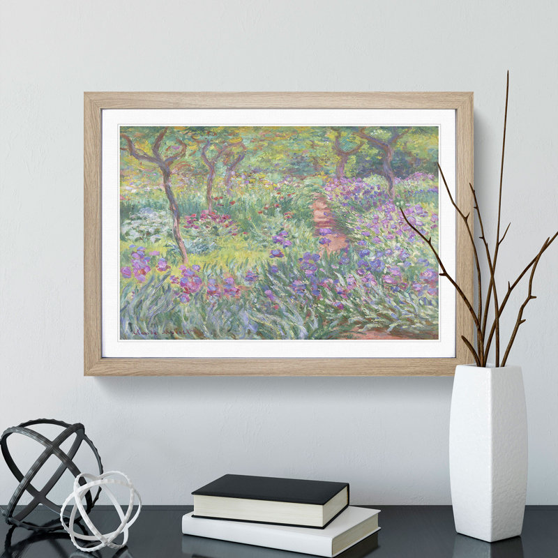 Garden in Giverny by Claude Monet - Picture Frame Painting, Oak Framed, 48cm H x 65cm W x 2cm D