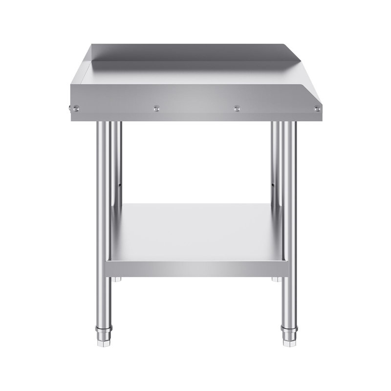 SUS201 Stainless Steel Work Table 24 x 24 Inch 1 Piece Silver with Backsplash
