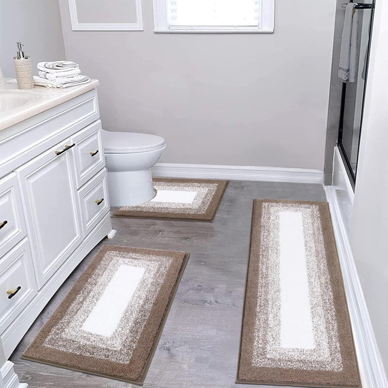 Tapis de salle de bain absorbant antidérapant (ensemble de 3), Beige