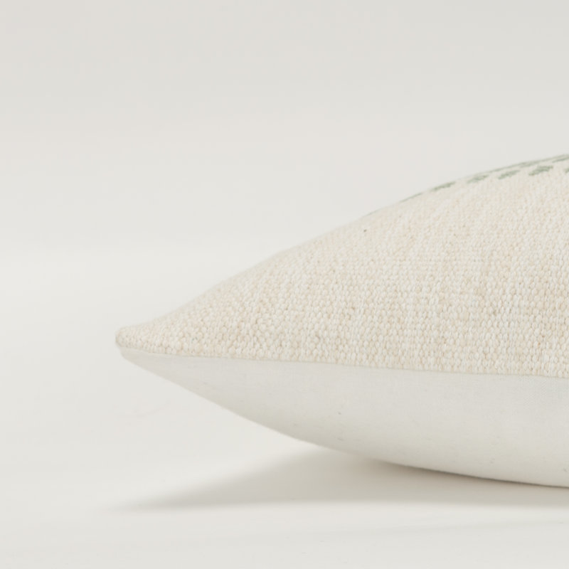 Natural Green Striped Cotton Lumbar Pillow Set