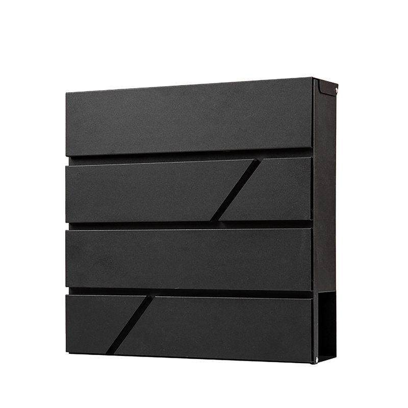 Steel Wall Mounted Mailbox with Newspaper Compartment, Black