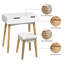 Table de coiffeuse en bois avec miroir rabattable et tabouret rembourré