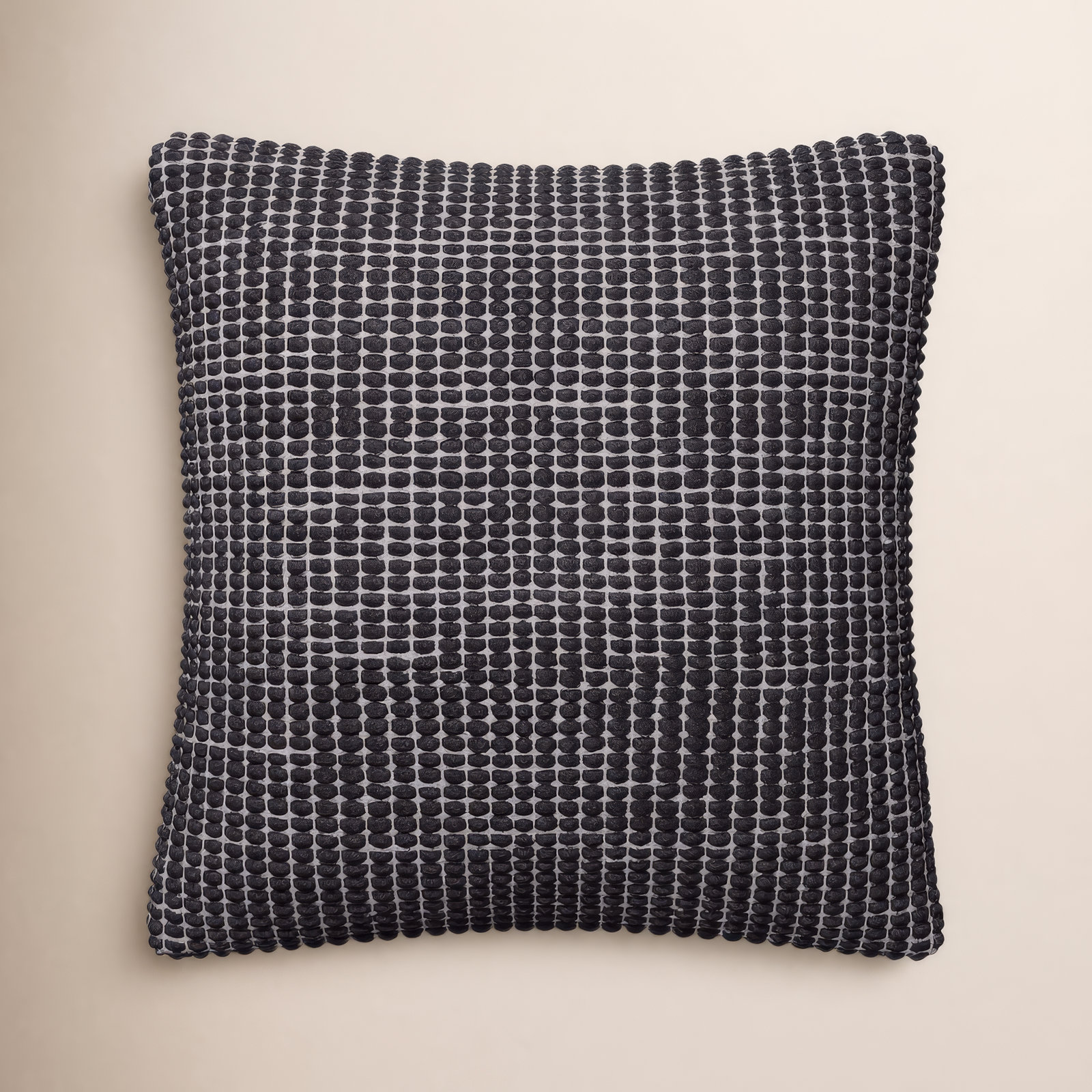 Waverly Wool Throw Pillow, Black, Down, 20" x 20"