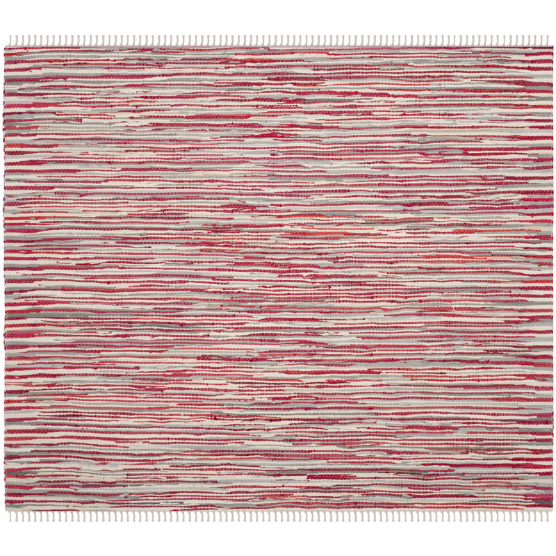 Fales Handwoven Cotton Red Area Rug, Square 6'