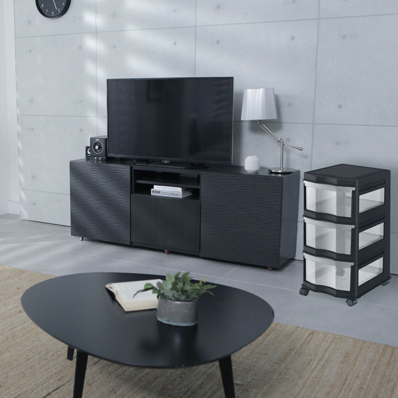 3 Drawer Storage Drawer, Black