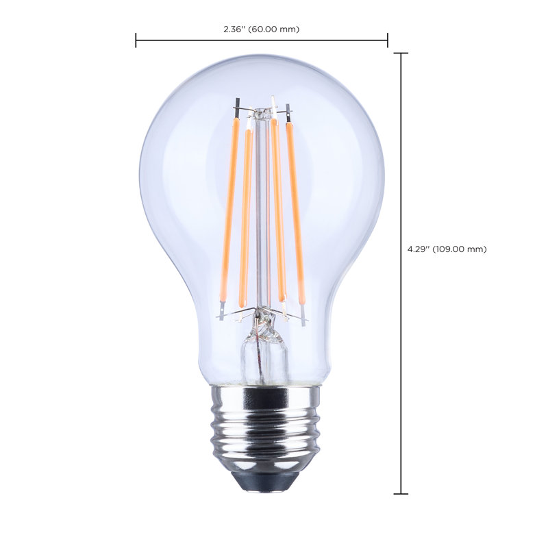DEL A19 8 watts - filament droit - lumière orange - verre - 120 volts, Orange