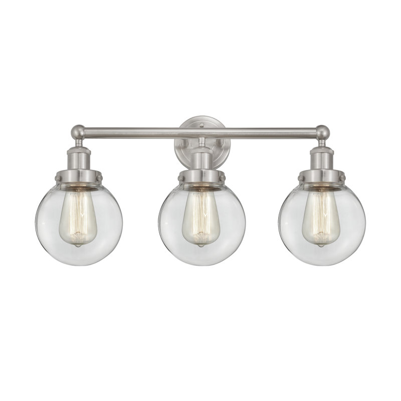 Éclairage de salle de bain à 3 lumières à intensité variable Alphonsa, Transparent, Nickel satiné brossé