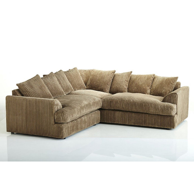 Brogyn 5 Seater Corduroy Corner Sectional, Coffee