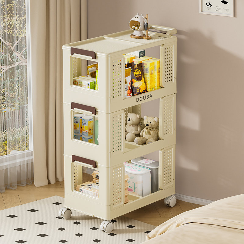 3-Tier Kitchen Storage Cart,Multifunction Utility Rolling Storage Organizer