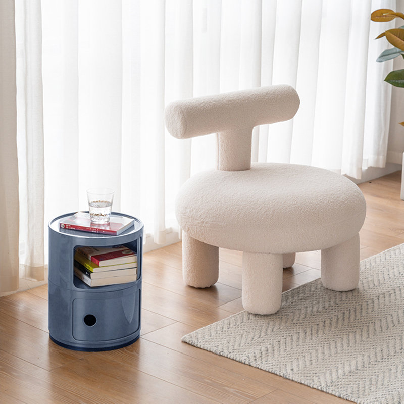 2-Shelf Round Side Table with Storage, Grey