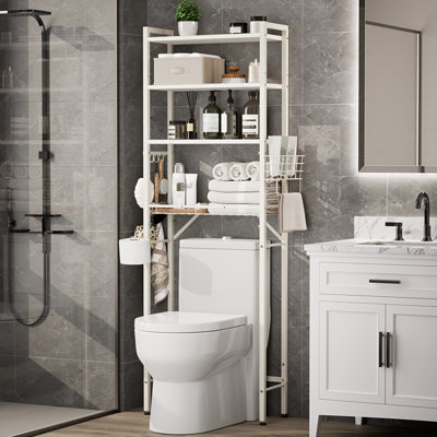 Over The Toilet Storage Freestanding Metal Wood with Shelf