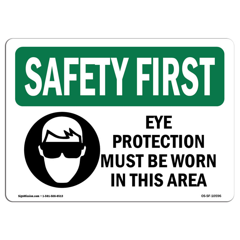 Enseigne de protection des yeux à porter, H 12 po x l 18 po x P 0,1 po