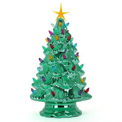 Arbre de Noël en céramique 15,5 po - Arbre de Noël rétro inspiré - Arbre lumineux