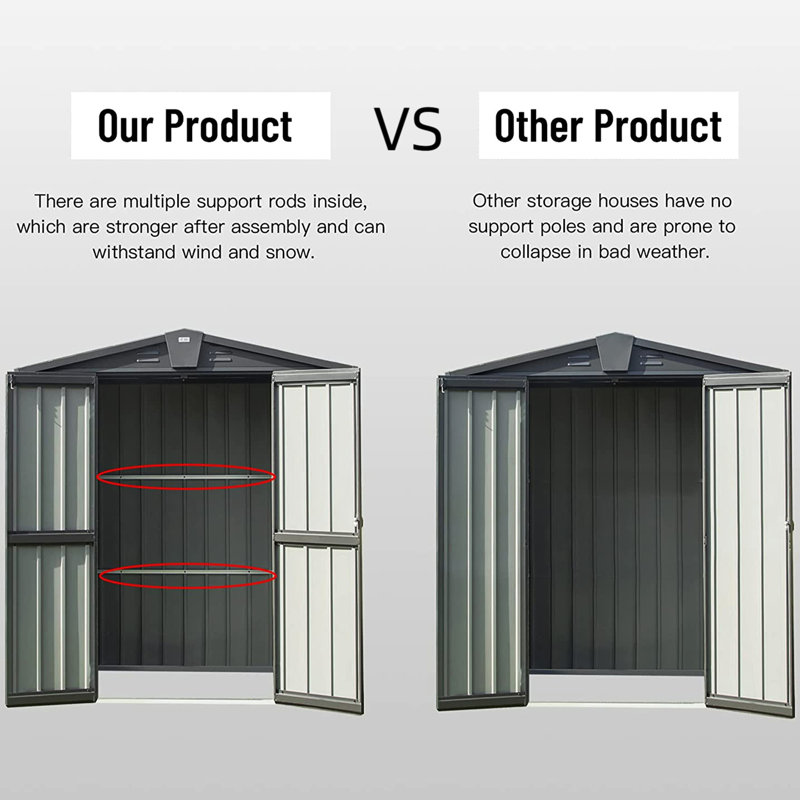 Outdoor Metal Shed 5.7X3 Ft - Galvanized Steel For Garden, Patio, Backyard, Lawn Lockable Double Doors, Expansive Storage, Rust And Corrosion Resistance, Roof With Good Drainage Storage For Lawn,