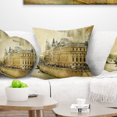 Old Parisian Cards - Cityscape Printed Pillow