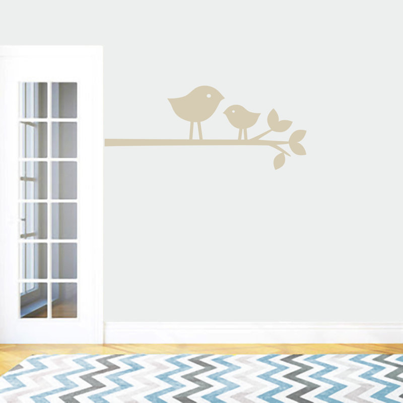 Décalcomanie murale oiseaux sur une branche, Beige clair