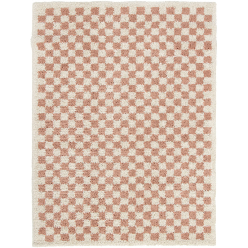 Neamiah Chequered Shag Area Rug, Rectangle 120 x 170cm