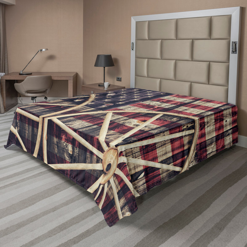 Ambesonne Western Top Flat Sheet Antique American Flag Multicolor_15001, Full Flat Sheet