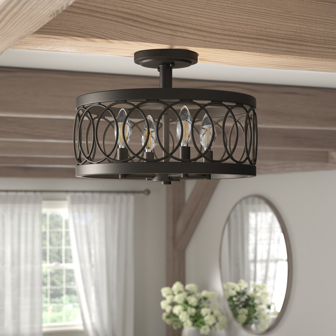 Carreiro 4 - Light 15.5" Caged Drum Semi Flush Mount Gracie Oaks Fixture 