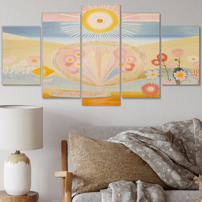 Cosmic Renaissance, Spiritual Illustration I - reproduction d'art sur toile abstraite - 5 panneaux