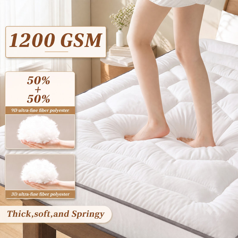 Microfiber 10 cm Mattress Topper for Back Relief, Breathable Cool Comfort , King