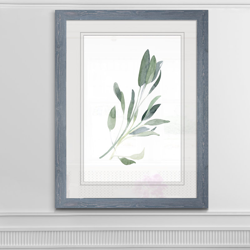 « simple sage i »-cadre photo imprimé sur verre, H 28 po x l 38 po x 1,25 po, Encadré imprimé gris