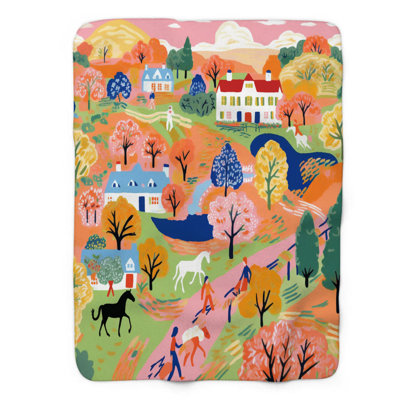 Rustic Autumn Scenery - 1 Piece Premium Sherpa Blanket