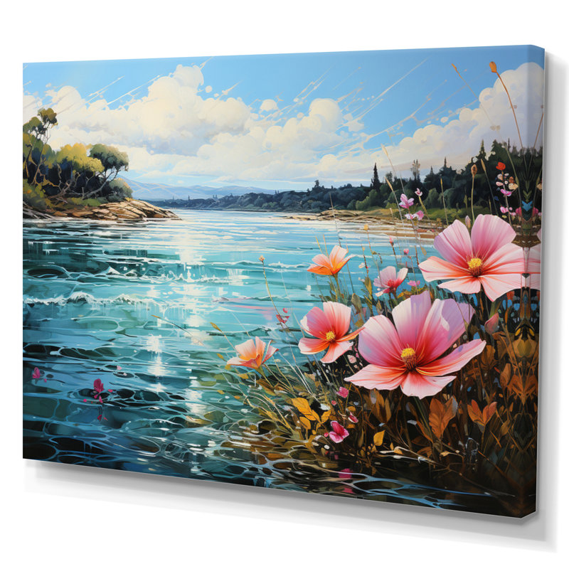 Plage, paradis tropical, pointillisme III, plage, reproduction d'art sur toile, 34" H x 44" W, Toile tendue