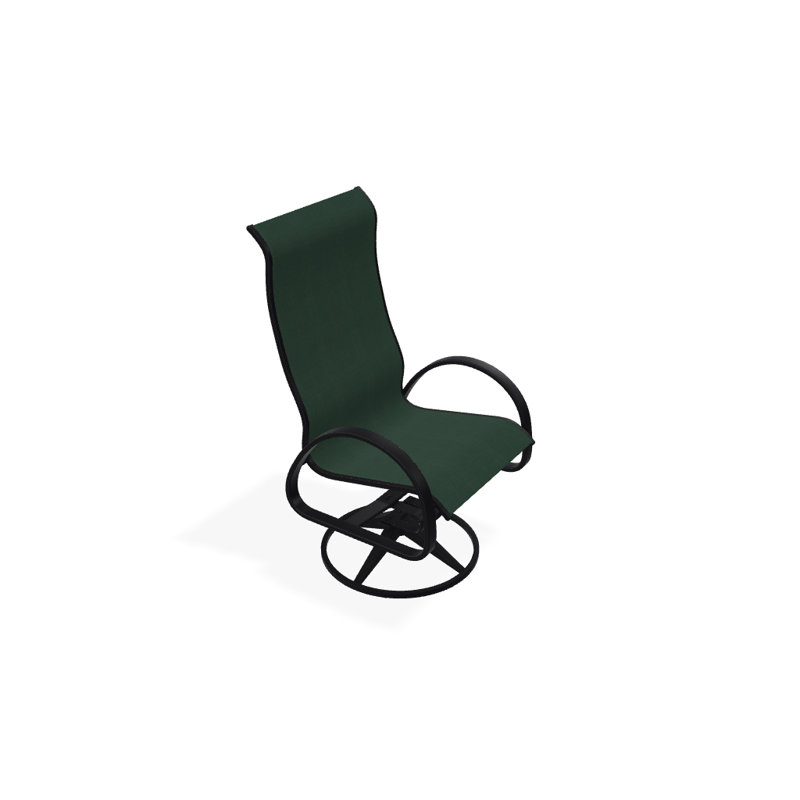 Fauteuil de patio pivotant Hiraku, Vert forêt 22D Sunbrella® vert, Noir texturé