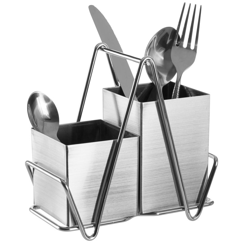 Stainless Steel Flatware Caddy, Grey