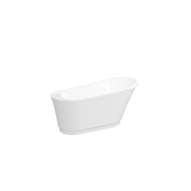 Baignoire autoportante en acrylique, baignoire autoportante blanche moderne, drain en nickel brossé et trop-plein au design linéaire minimaliste inclus
