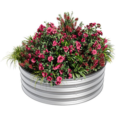 Jardinière ronde en acier galvanisé 2 x 2 x 1 pi résistante à la rouille pour jardin