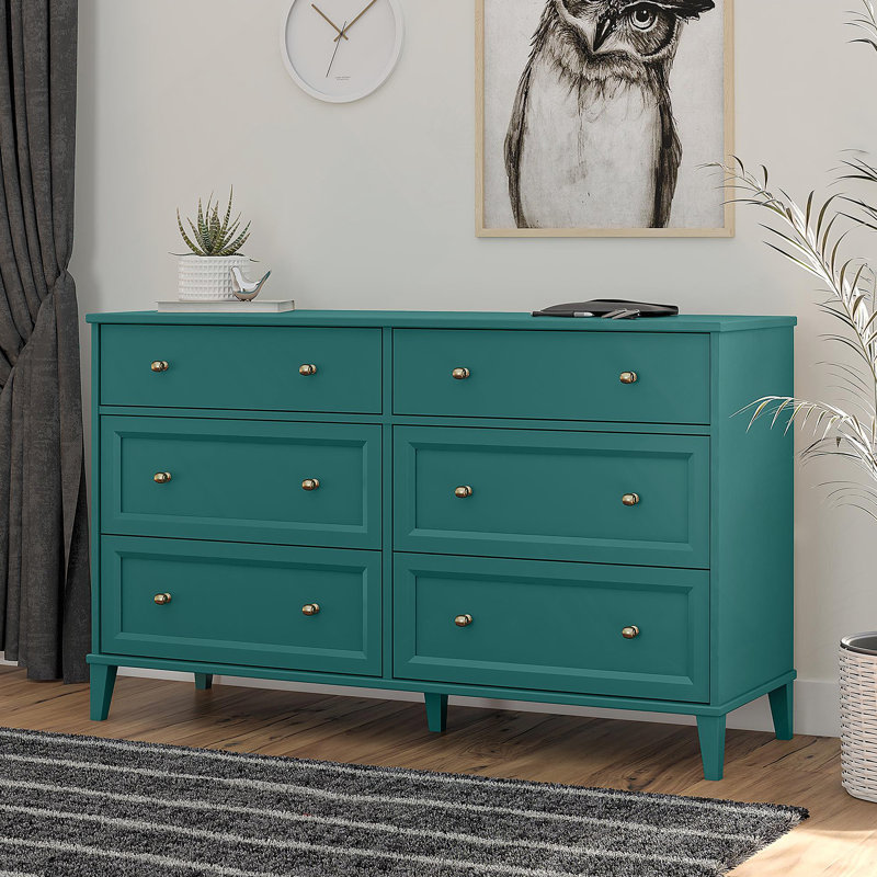Commode 6 tiroirs avec pieds en bois massif