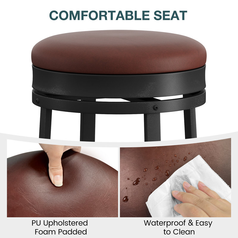 Nicoe Swivel Upholstered Counter Stool with Metal Frame
