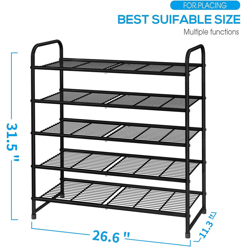 Simple Trending Stackable Shoe Rack, Black