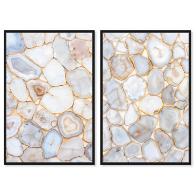 Impression sur toile « Gold Laced Earth » - Ensemble de décoration murale bohème dorée par Art Remedy, cadre noir, 10 x 15
