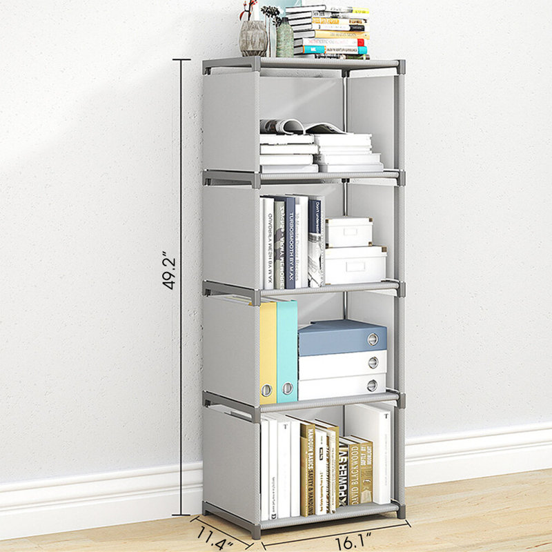 Bookshelf Cube Storage Shelf Rack Organizer Bookcase Diy Livingroom Home Office, (4 Shelves) 49.2"H x 16.1"W x 11.4"D