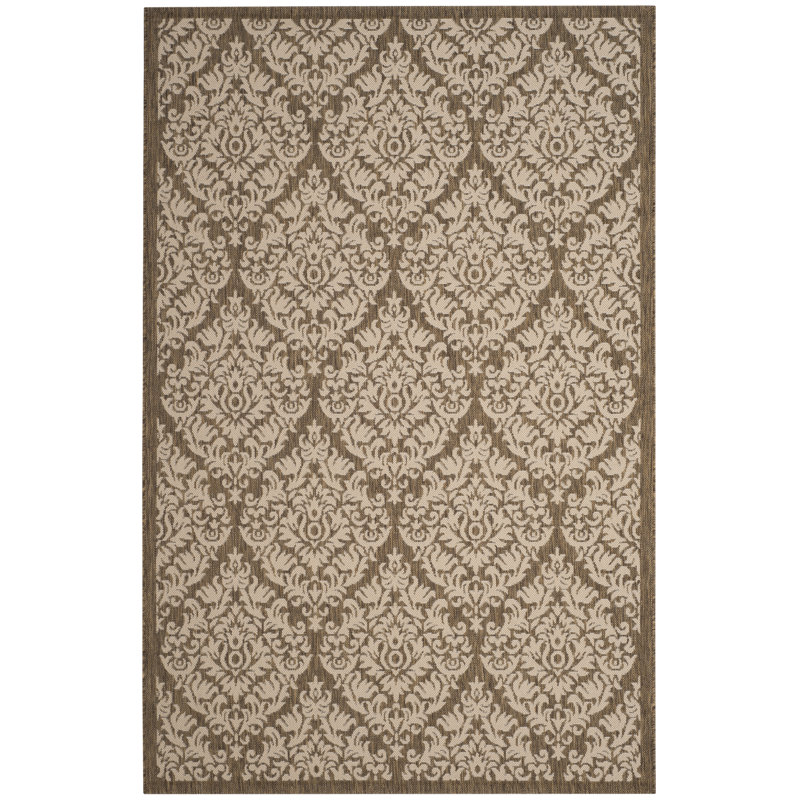 Harkness Performance Damask Indoor/Outdoor Area Rug, Rectangle 5'3" x 7'7"