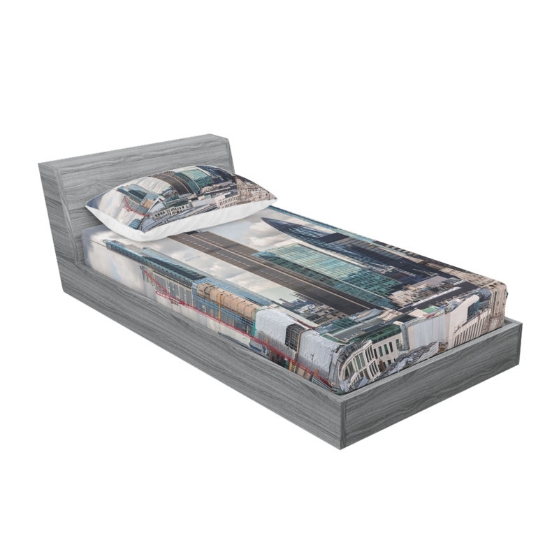 Ensemble de draps London Skyline, Ensemble de draps pour lit simple avec drap-housse