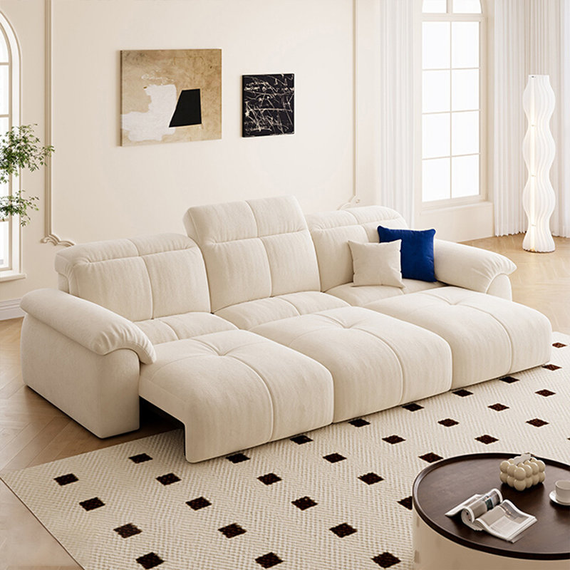 Creamy white Polyester Modular Power Reclining Sofa