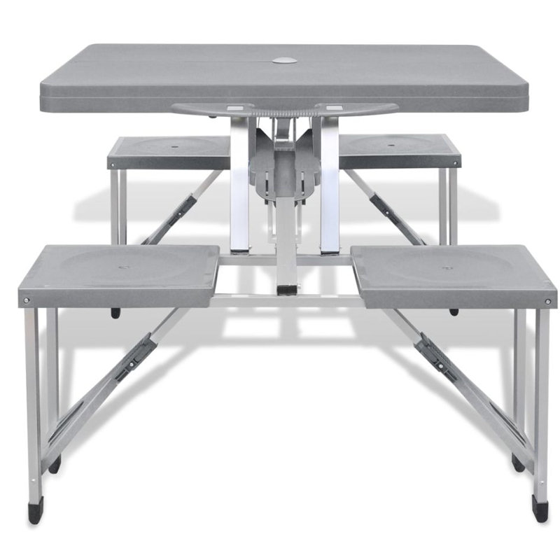 Jack 4 - Person Patio Dining Set Umbrella Hole Included Rectangular Table, Gray