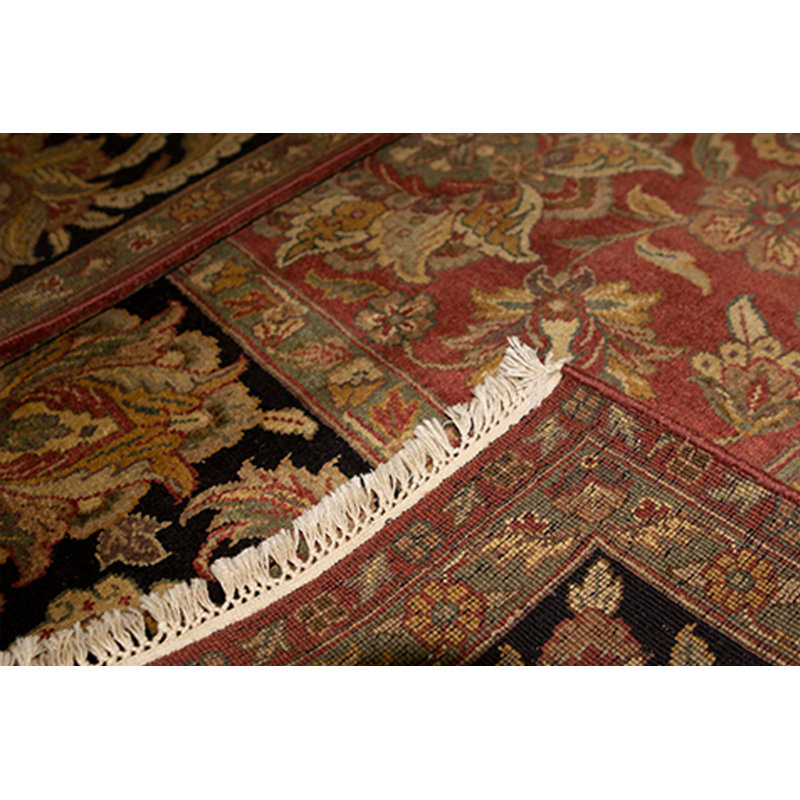 Tapis rouille et noir noué à la main de haute qualité
