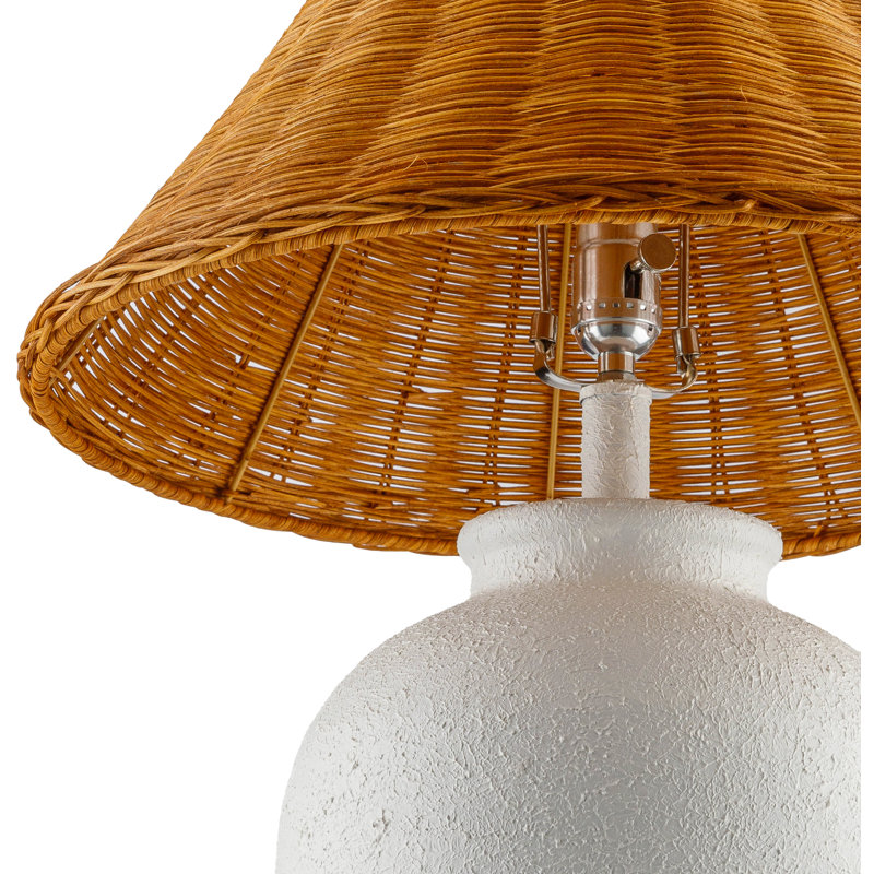 Lampe de table Chemise, Noir, Rotin